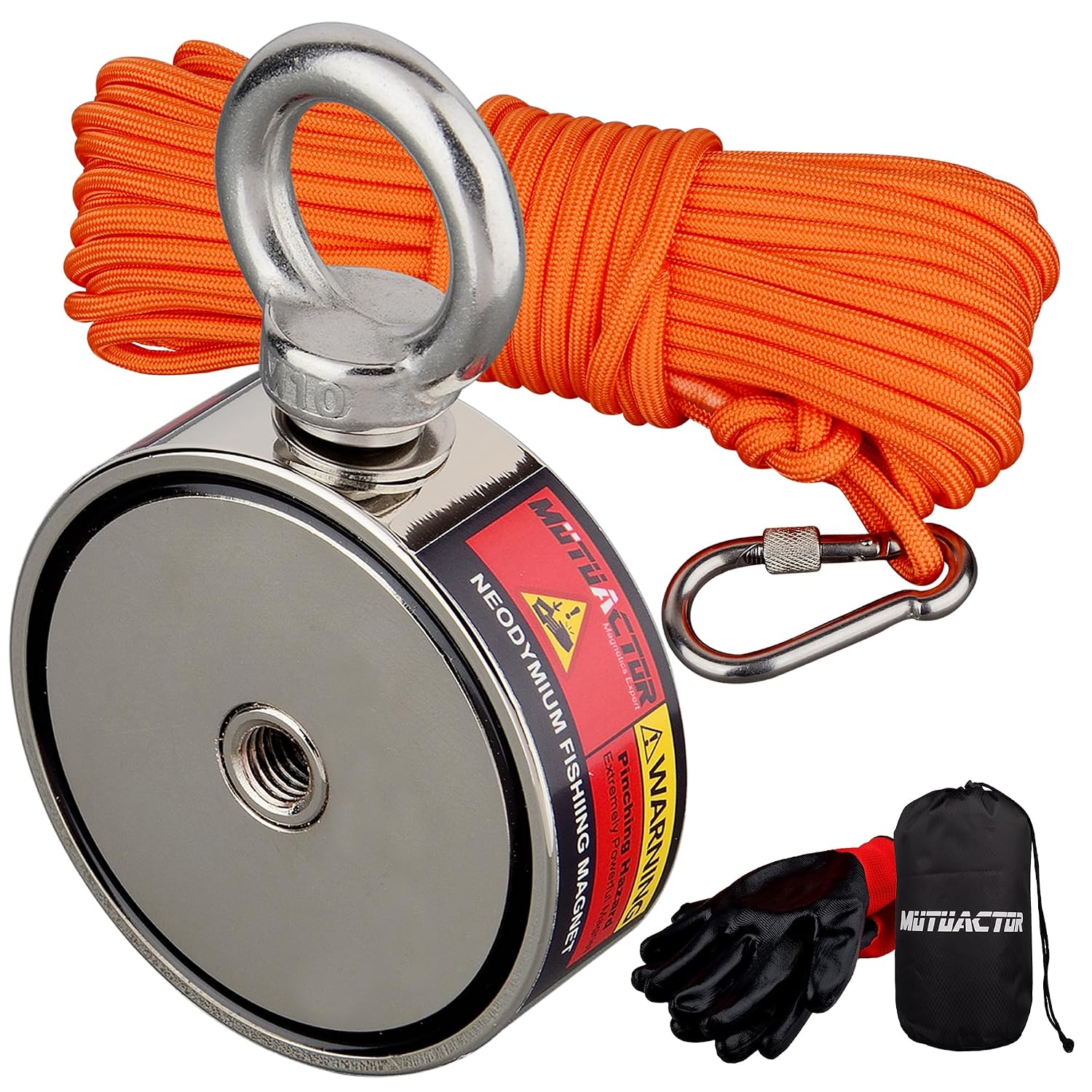 Detalle de MUTUACTOR Double-Sided Neodymium Fishing Magnet Kit, 1,400-lb Pull