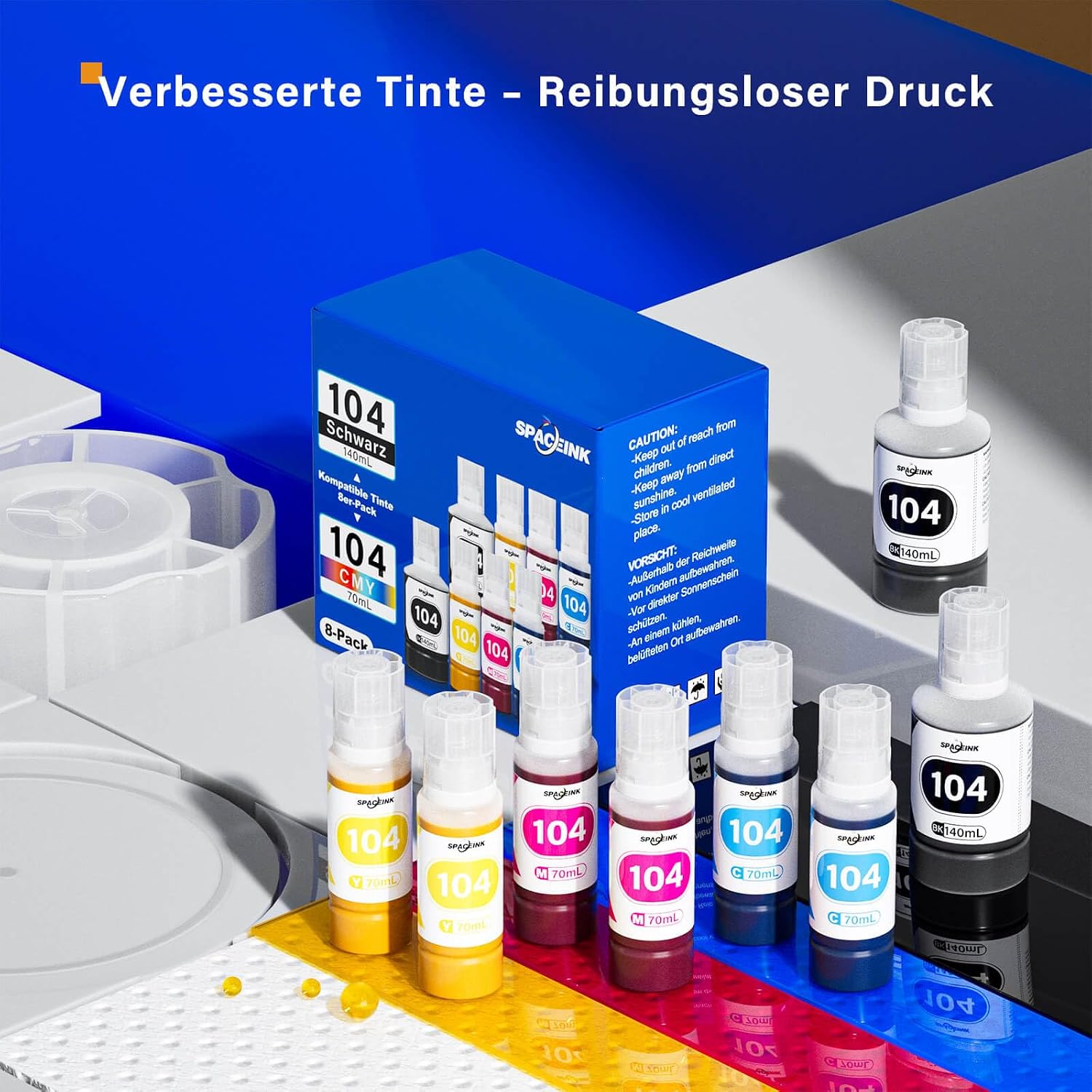 Thumbnail 6 de Tinte 104 Multipack 2 Sätze kompatibel für Epson 104 (für ET‑2820/ET‑4800 u. a.): 2x Schwarz, 2x Cyan, 2x Magenta, 2x Gelb