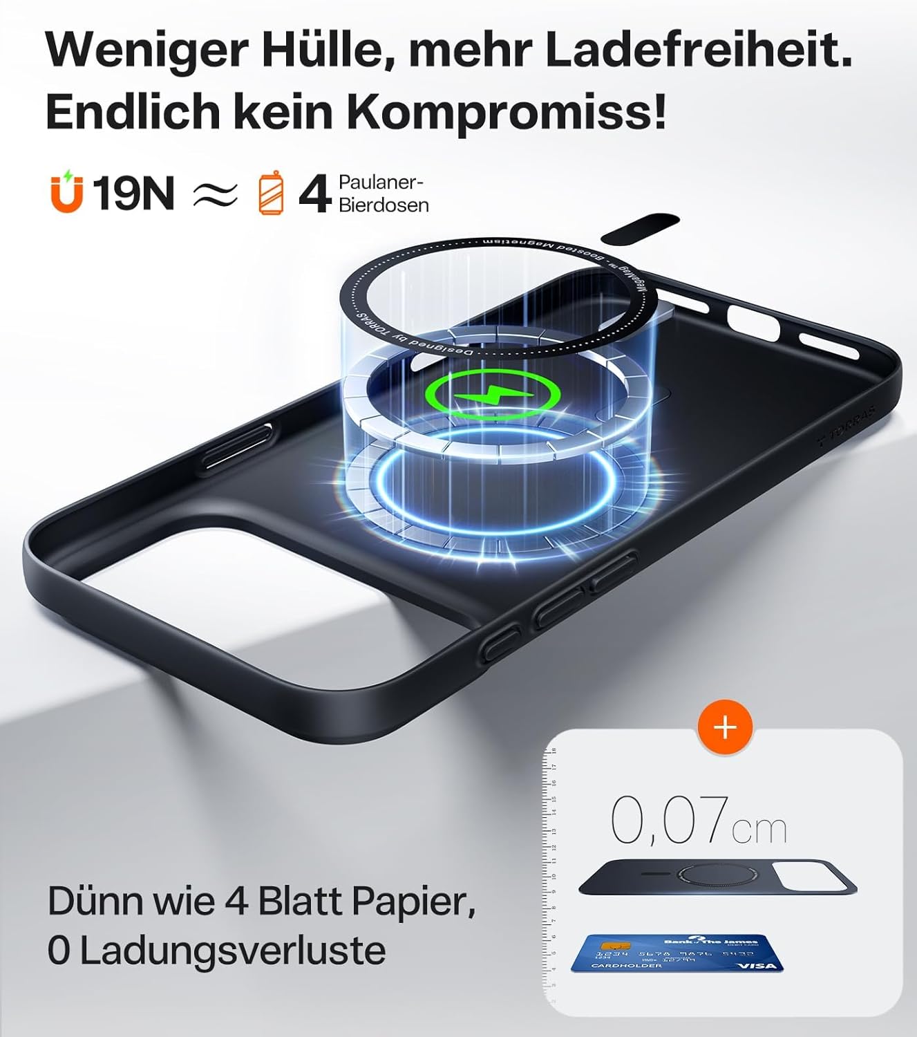 Detalle de TORRAS Ultra Dünn Hülle für iPhone 17 Pro Max mit MagSafe – 0,07 cm Dicke, 19N Magnetkraft