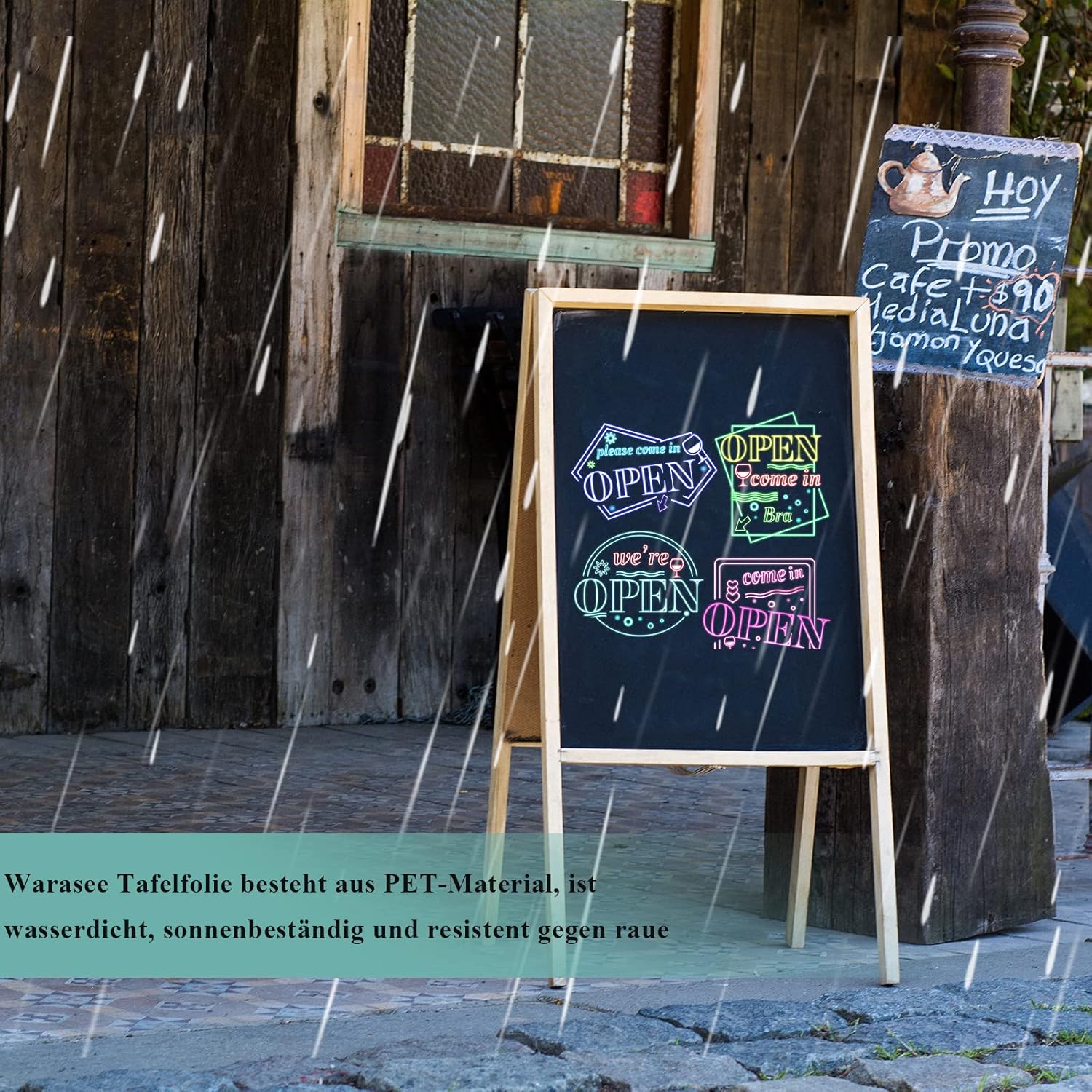 Detalle de Warasee Magnetfolie Tafelfolie selbstklebend 60 × 100 cm in Schwarz – beschriftbar & abwischbar