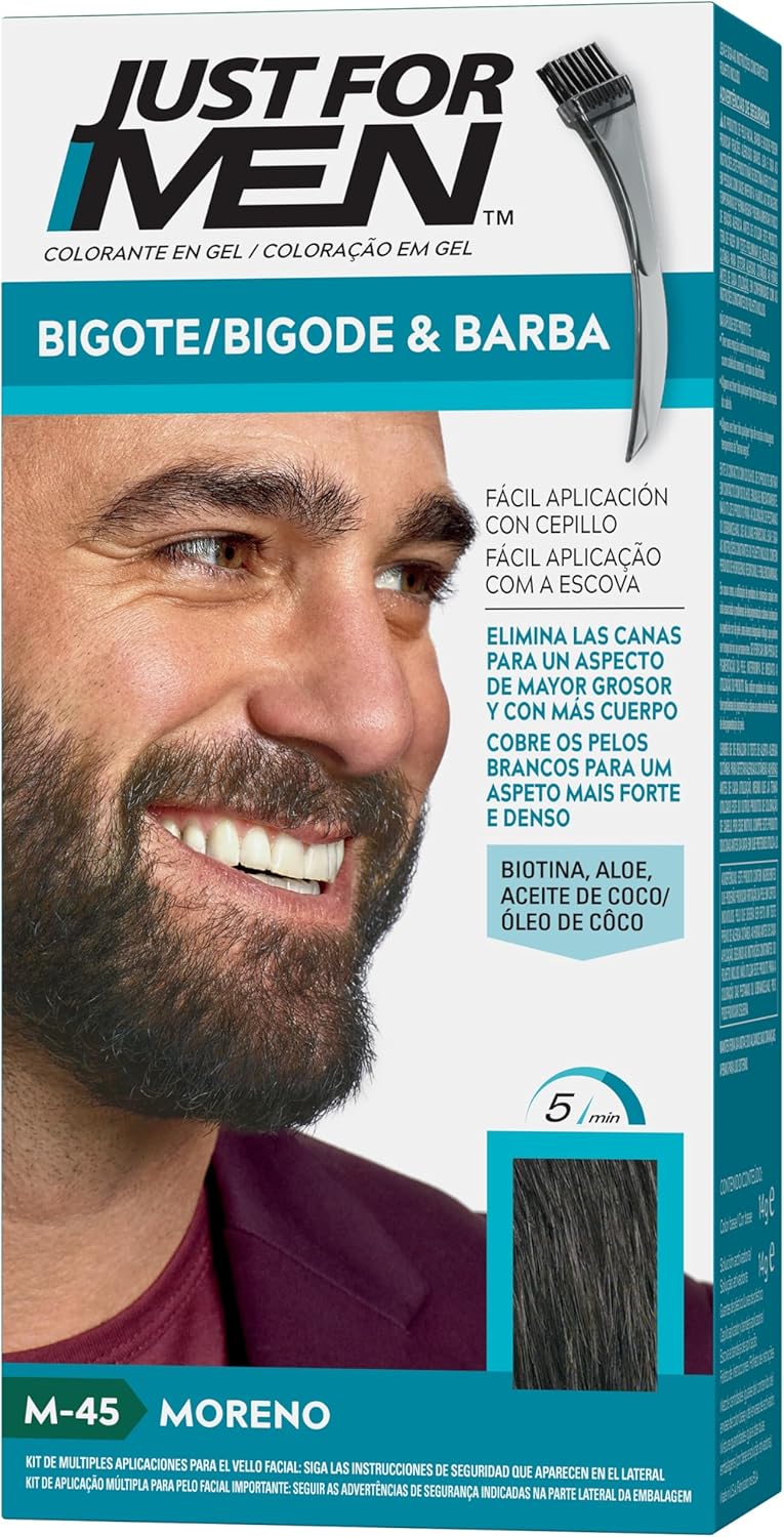Detalle 2 de Just For Men M45 Tinte para barba y bigote, color moreno
