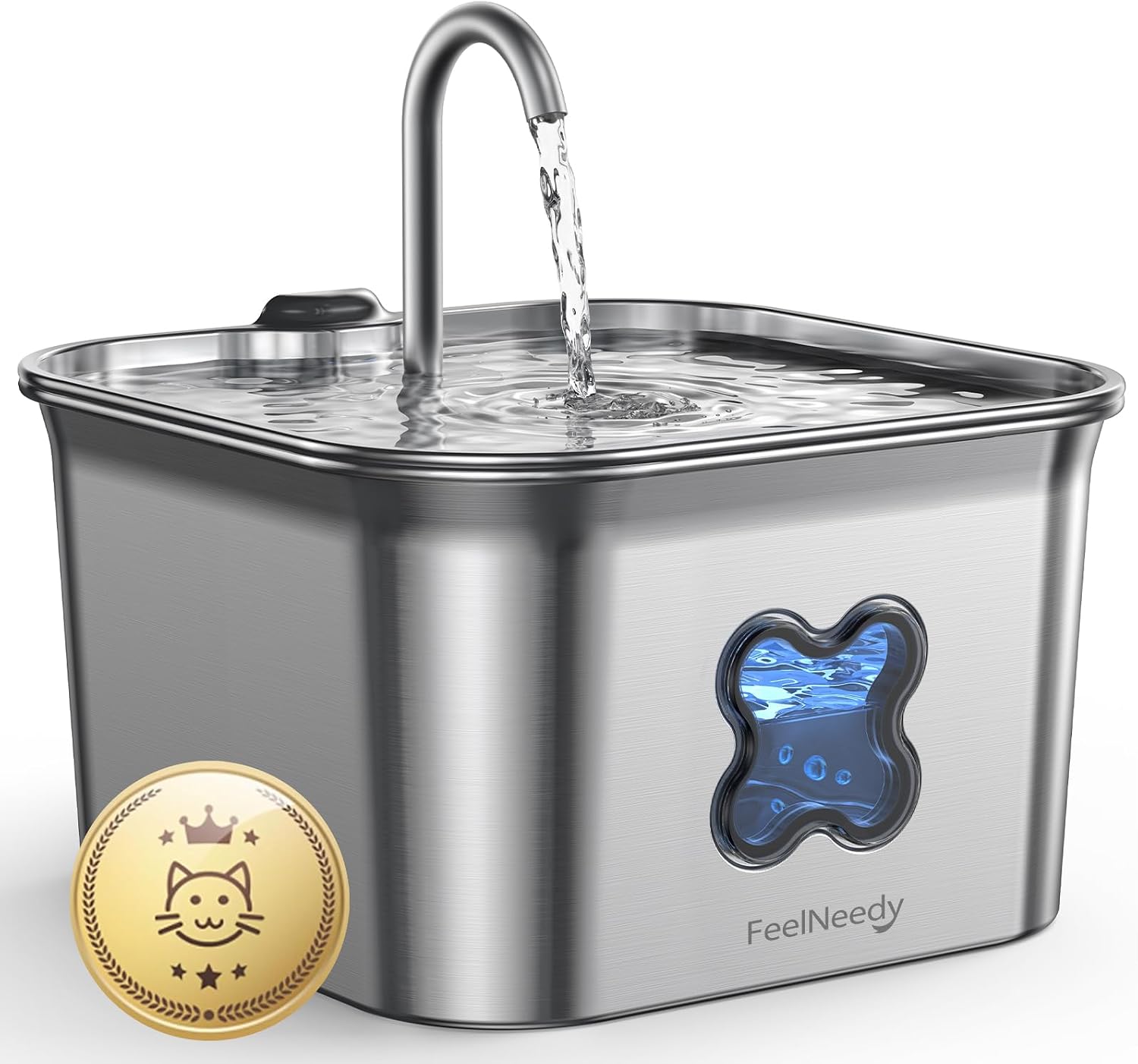 Detalle de FEELNEEDY Fuente para Gatos de Acero Inoxidable SUS 304 2,8L con Filtración de 4 Capas