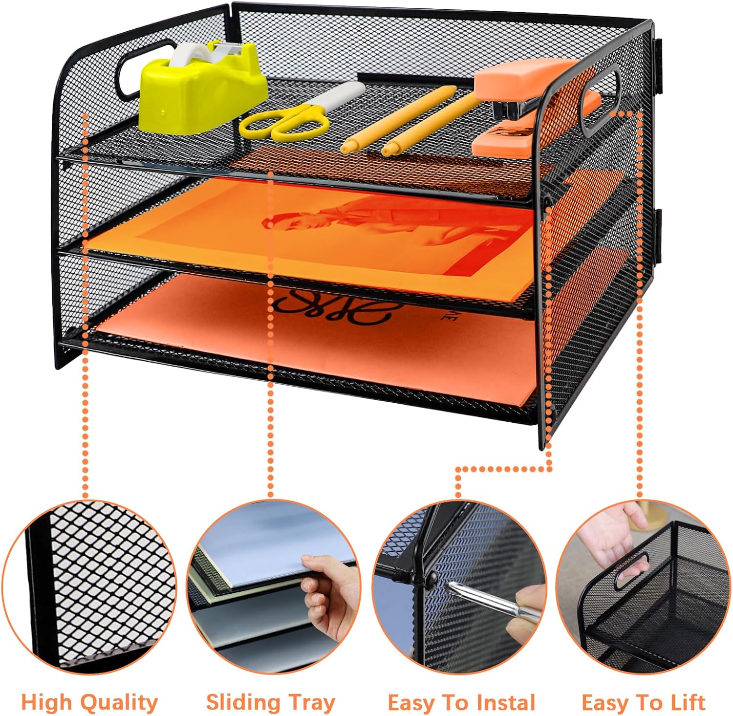 Thumbnail 5 de PLSOPPKG 3 Tier Paper Letter Tray with Handle