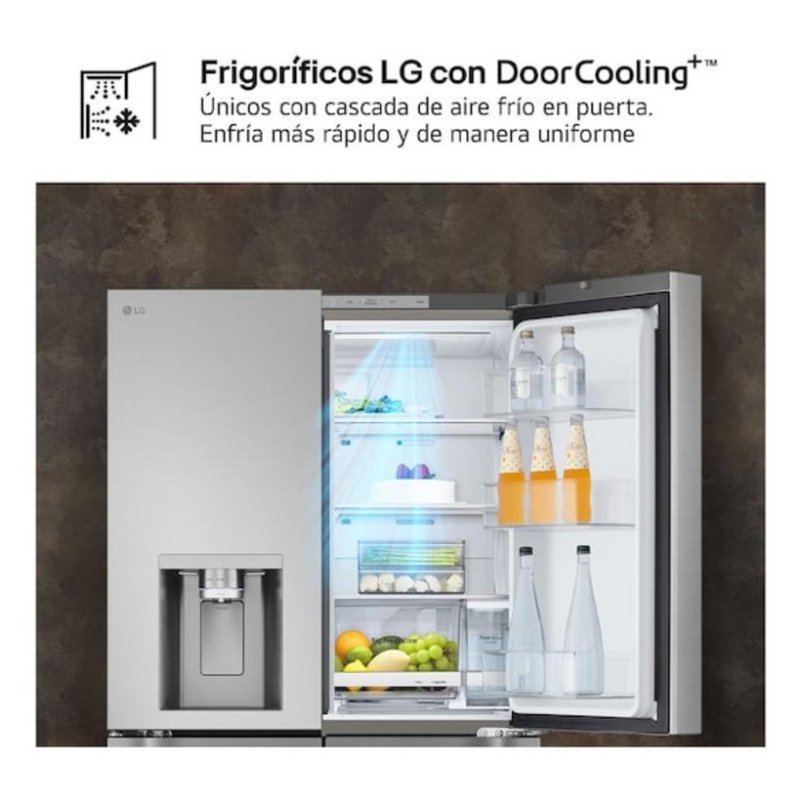 Detalle de Frigorífico Americano LG GMF961PY3E: 645 L de capacidad y conectividad para cocinas modernas