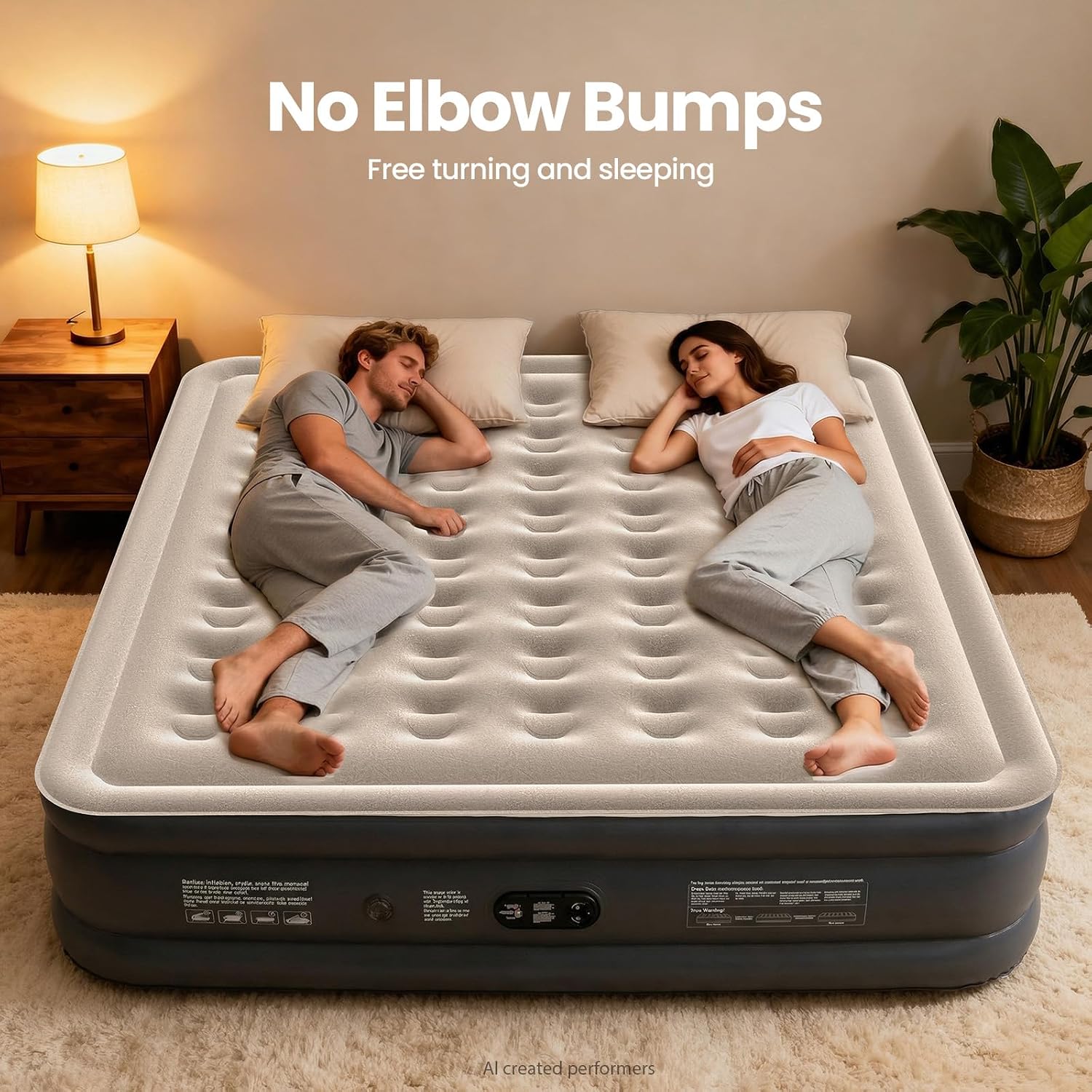 Thumbnail 6 de OlarHike AMH3 King Air Mattress with Built-In Pump, 18-Inch Flocked Top