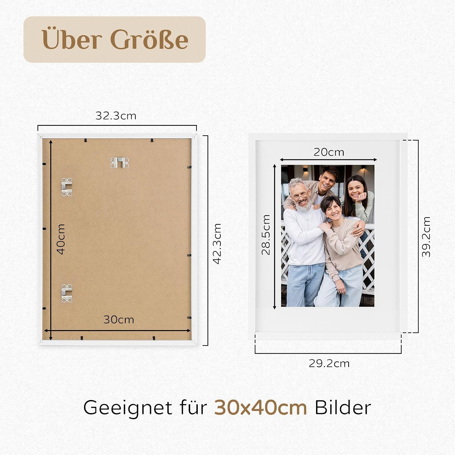 Detalle 2 de Walasis Bilderrahmen 30x40 cm Weiß (3er-Set) mit Acrylglas – Holzrahmen für Poster & Collagen