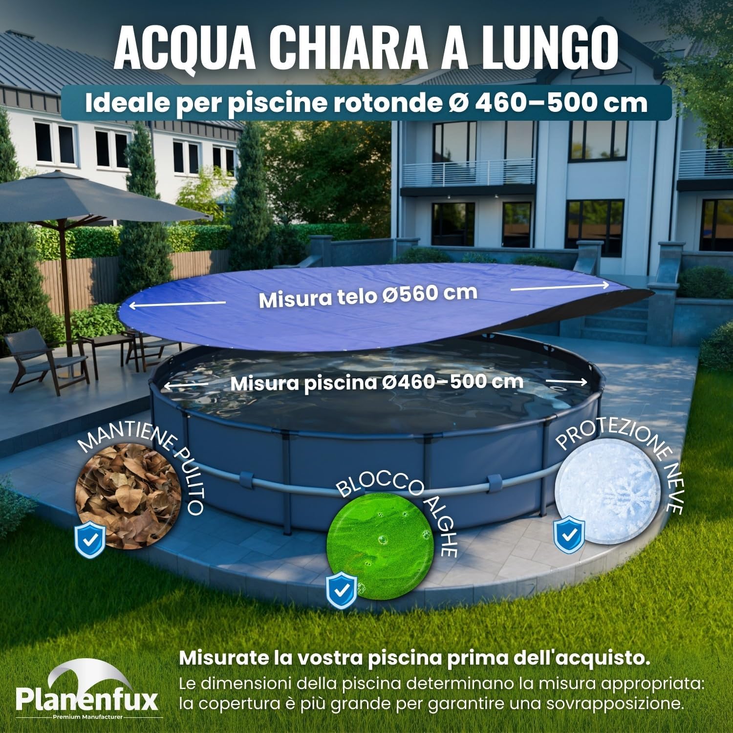Detalle 2 de Planenfux Copertura piscina rotonda 488 cm PE