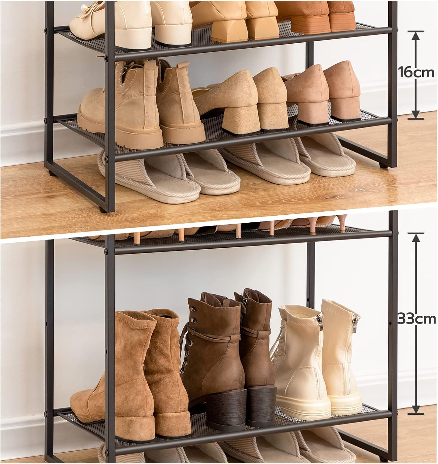 Thumbnail 5 de HOOBRO scarpiera EBF68XJ01 in stile industriale, scaffale porta scarpe a griglia fino a 21–28 paia