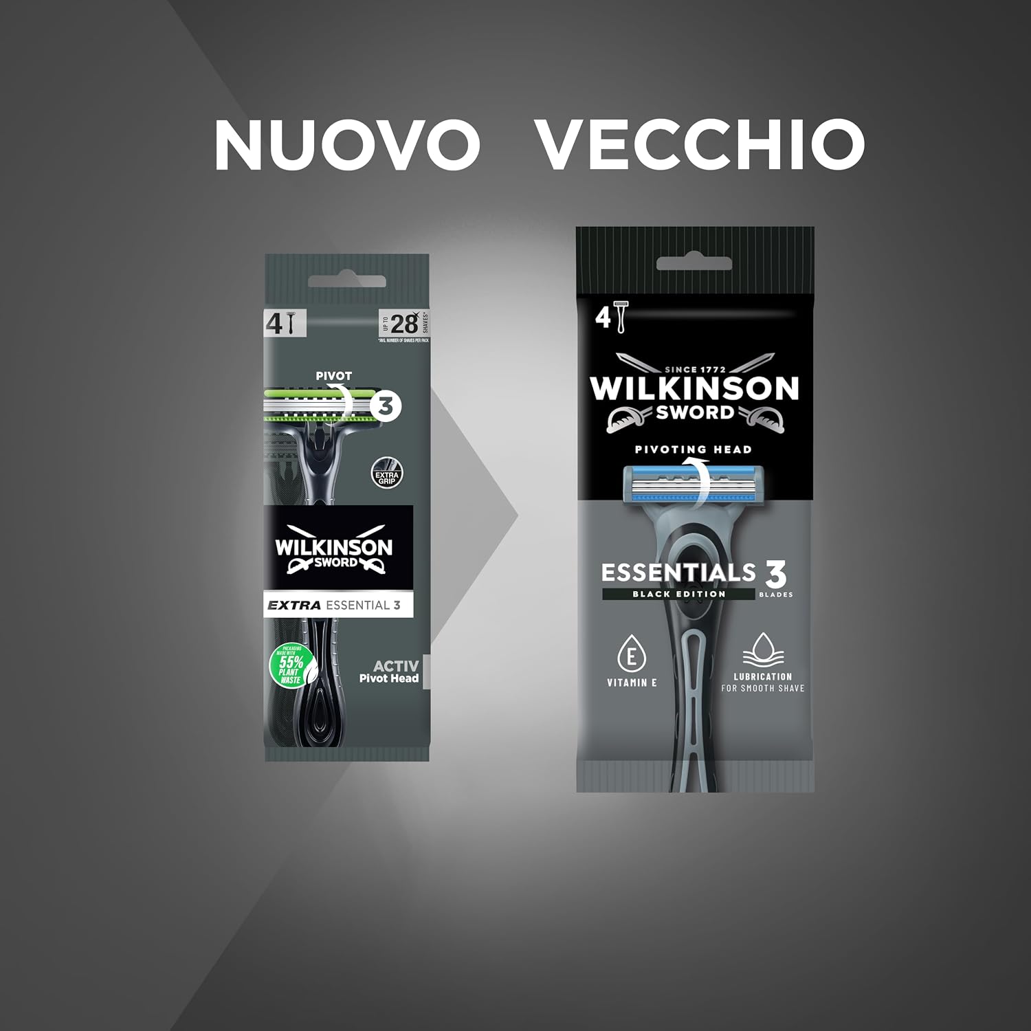 Thumbnail 6 de Wilkinson Sword Essential 3 Black — Rasoio usa e getta a 3 lame, testina girevole, Aloe, confezione da 12