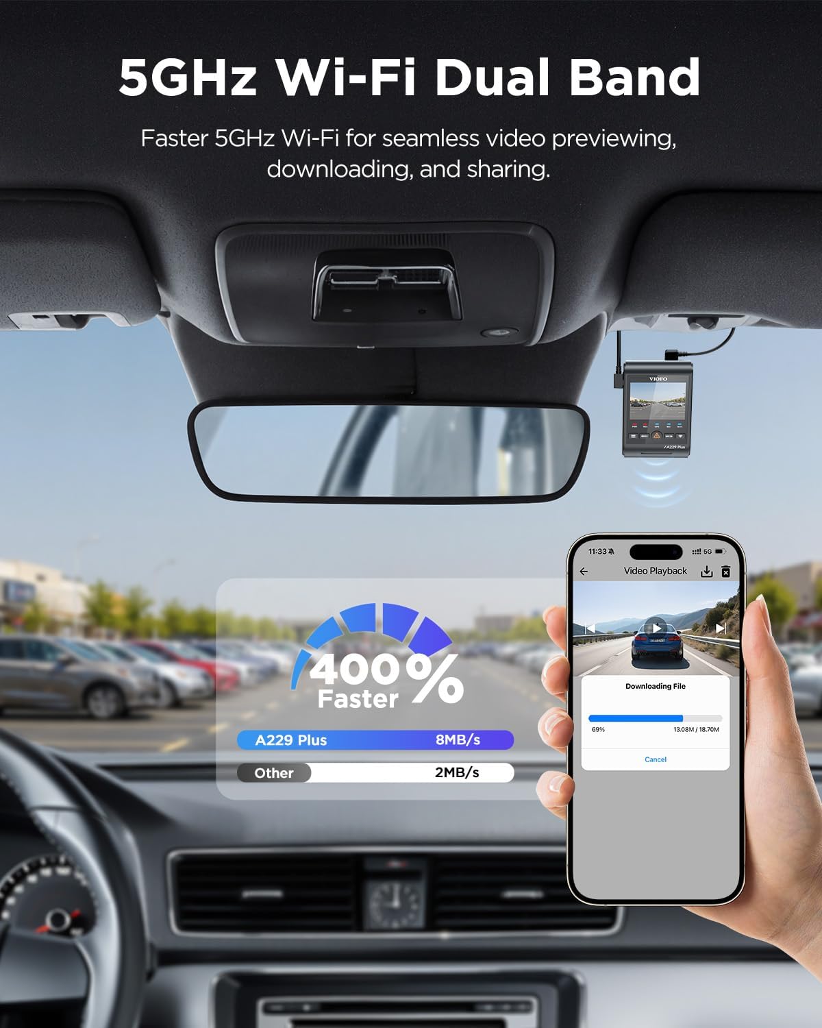 Thumbnail 4 de VIOFO A229 Plus 2-Channel Dash Cam, 1440p Front and Rear, HDR, 5GHz Wi-Fi