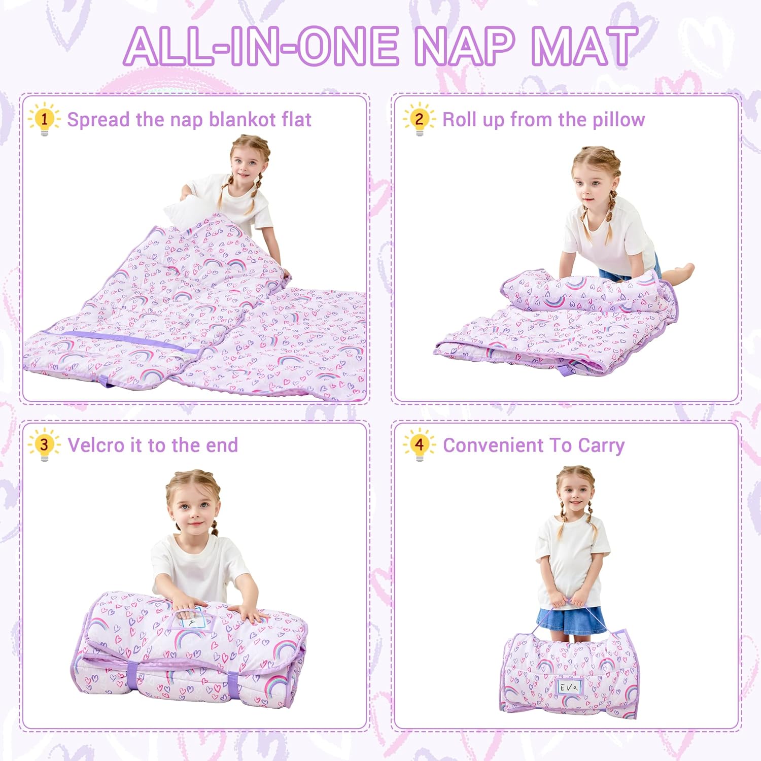 Thumbnail 5 de Lasoftan Toddler Nap Mat with Pillow and Blanket (Extra Large) – Ideal for Daycare, Preschool, Travel