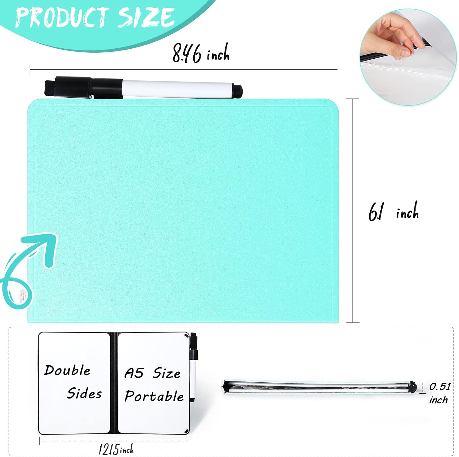 Thumbnail 1 de AGM A5 Mini Whiteboard (Double Sided) – Portable dry erase board with pen