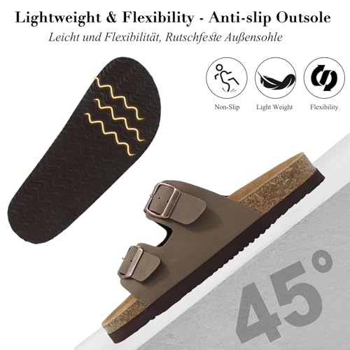 Thumbnail 3 de chetoria Sandales Mules pour Femme et Homme avec Boucles Réglables Marron – 41EU