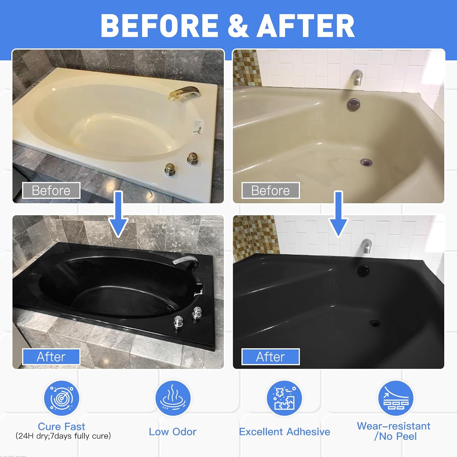 Detalle 2 de DWIL Tile Paint Refinishing Kit, Water-Based Semi-Gloss Black with Tools