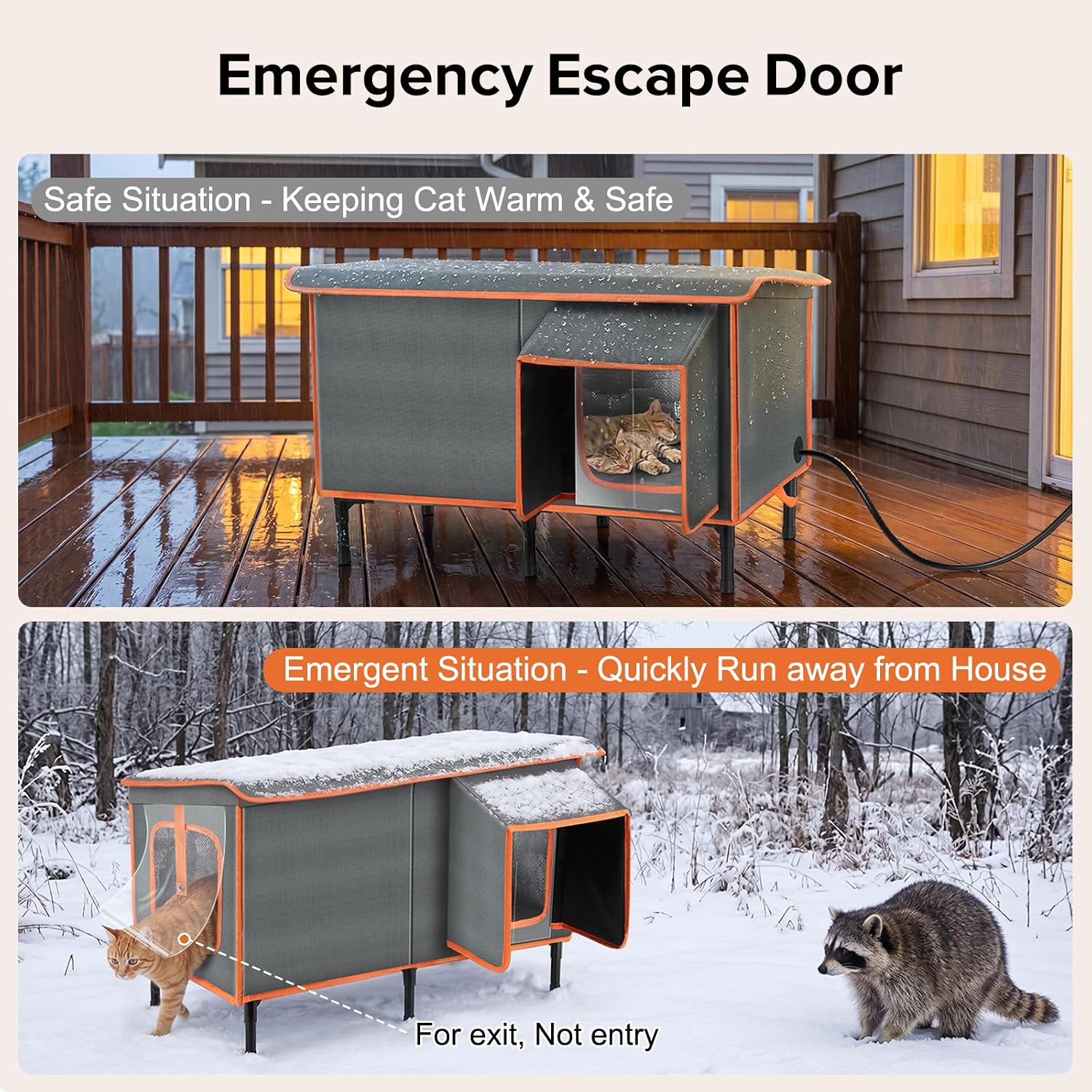 Thumbnail 6 de SIWA MARY PTPM009 Heated Outdoor Cat House with Heating Pad and Escape Door