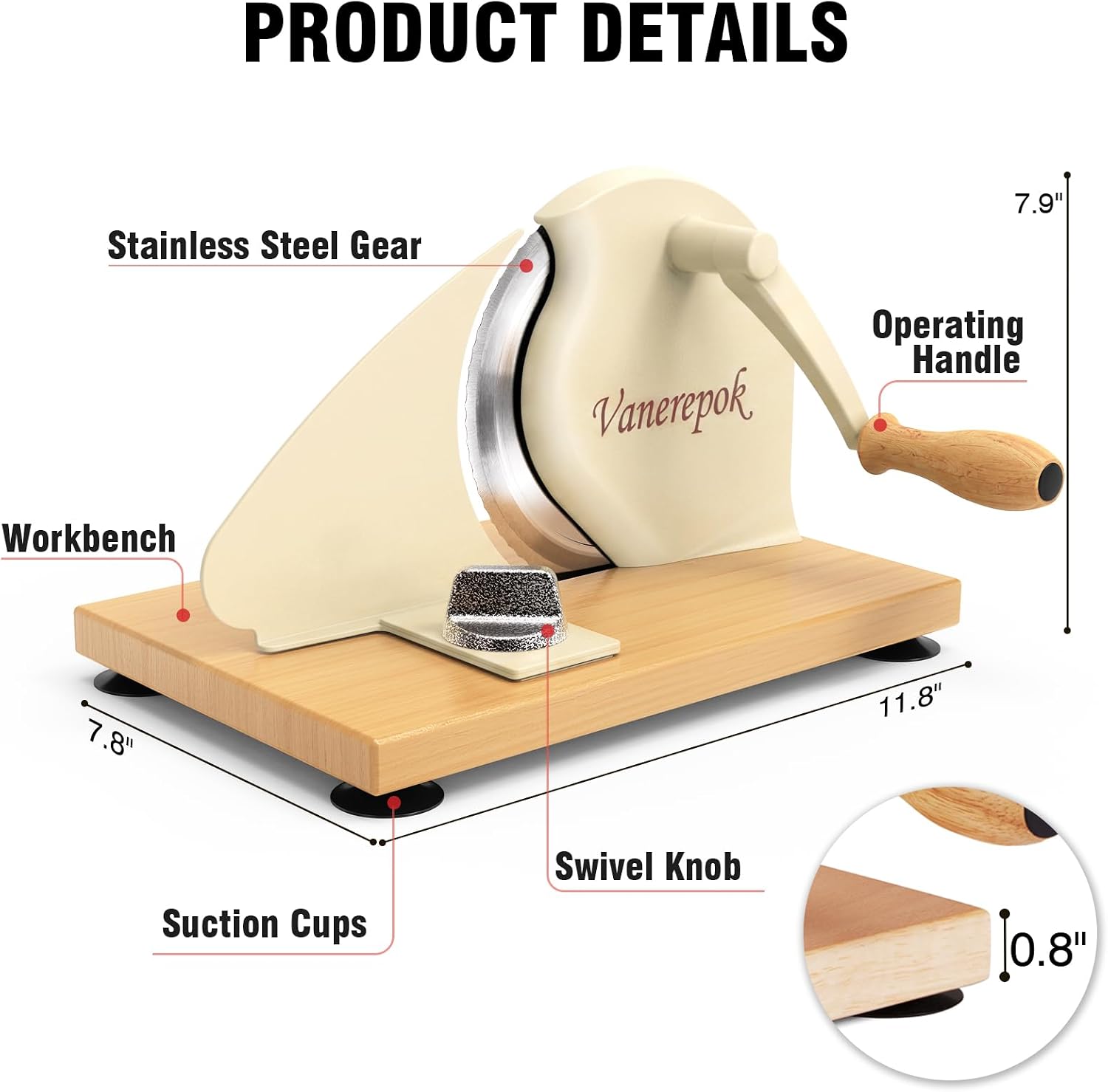 Detalle 2 de vanerepok Manual Bread Slicer for Homemade Sourdough Bread (Adjustable Width, Stainless Steel)