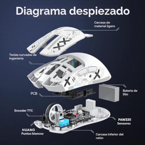 Thumbnail 6 de ATTACK SHARK X11, ratón gaming inalámbrico con sensor PAW3311 y base magnética
