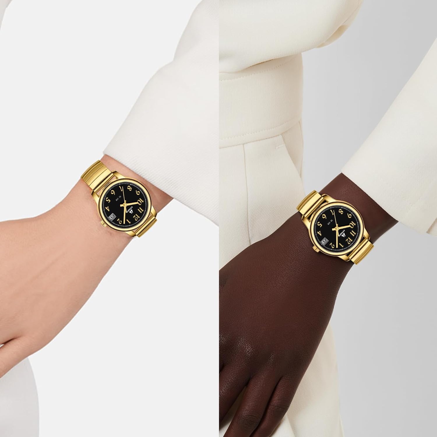 Detalle de LN LENQIN Ladies Analog Quartz Watch with Stainless Steel Expansion Band (3 ATM Waterproof)