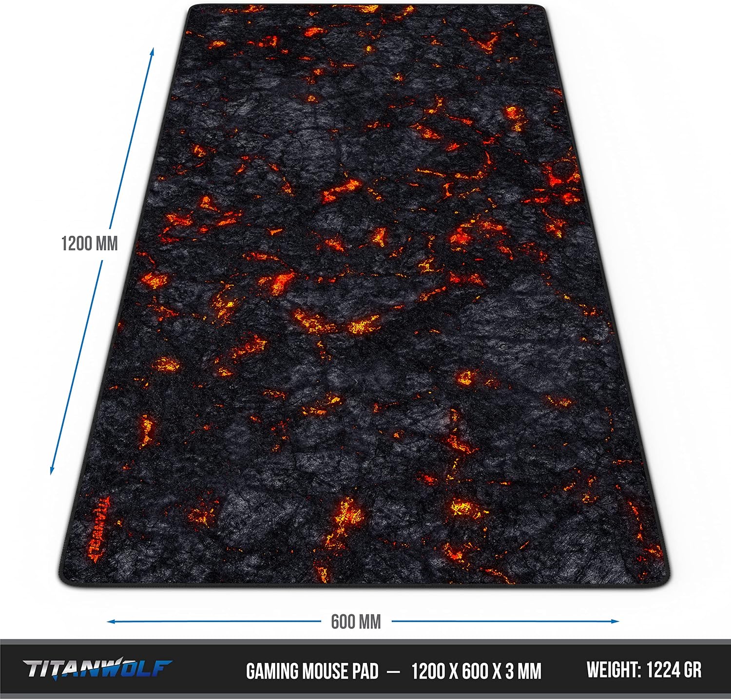 Detalle de TITANWOLF Extra Large Gaming Mouse Mat 1200x600mm (XXL/XXXl) – Oversize desk pad with non-slip rubber base