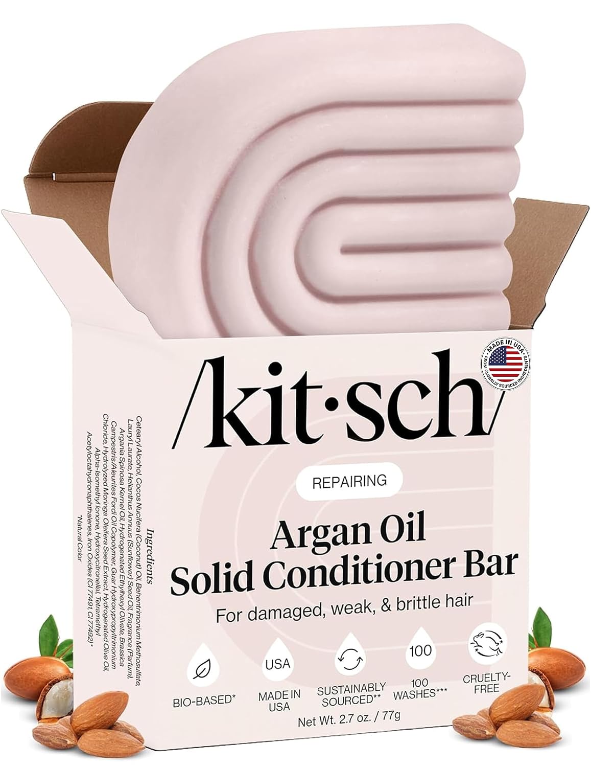 Detalle de Kitsch Argan Oil Conditioner Bar, 2.7 oz, Silicone-, Sulfate- and Paraben-Free