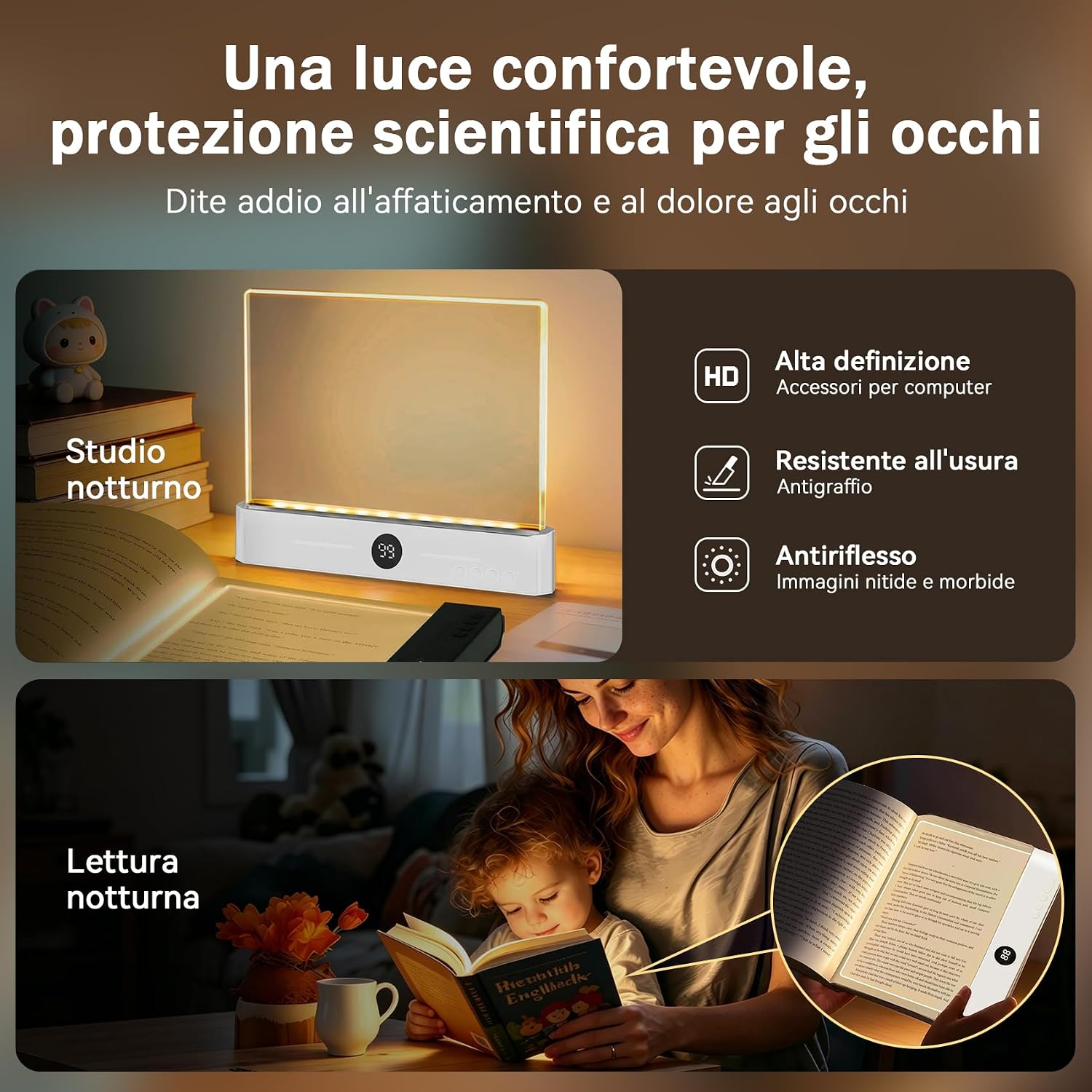 Detalle 2 de CMINGKEJI LED HD Pannello Luce da Lettura: Luce diffusa, protezione oculare e autonomia in una lampada da libro