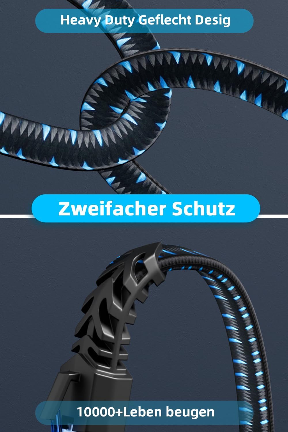 Thumbnail 3 de Ercielook LAN-Kabel 10 m (Cat8) – flaches Patchkabel mit RJ45 für Innen- und Außenbereich