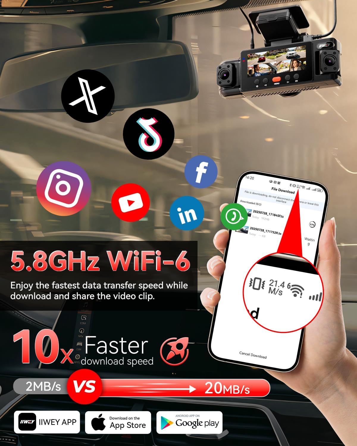 Thumbnail 2 de IIWEY N6 4-Channel 360° Dash Cam with STARVIS 2K, Night Vision & GPS