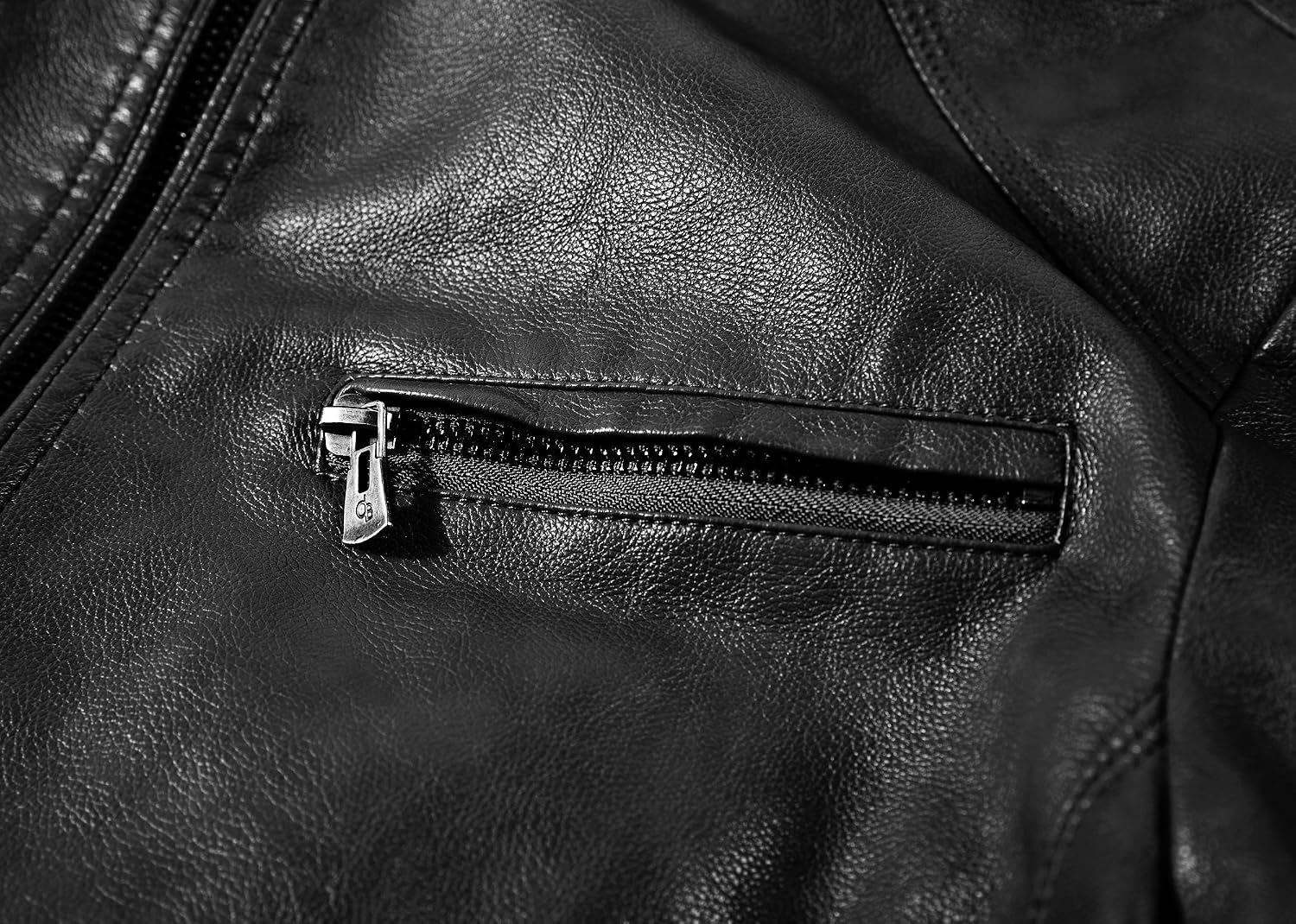 Detalle 2 de WULFUL PY-1303 Men's Faux Leather Motorcycle Jacket with Stand Collar