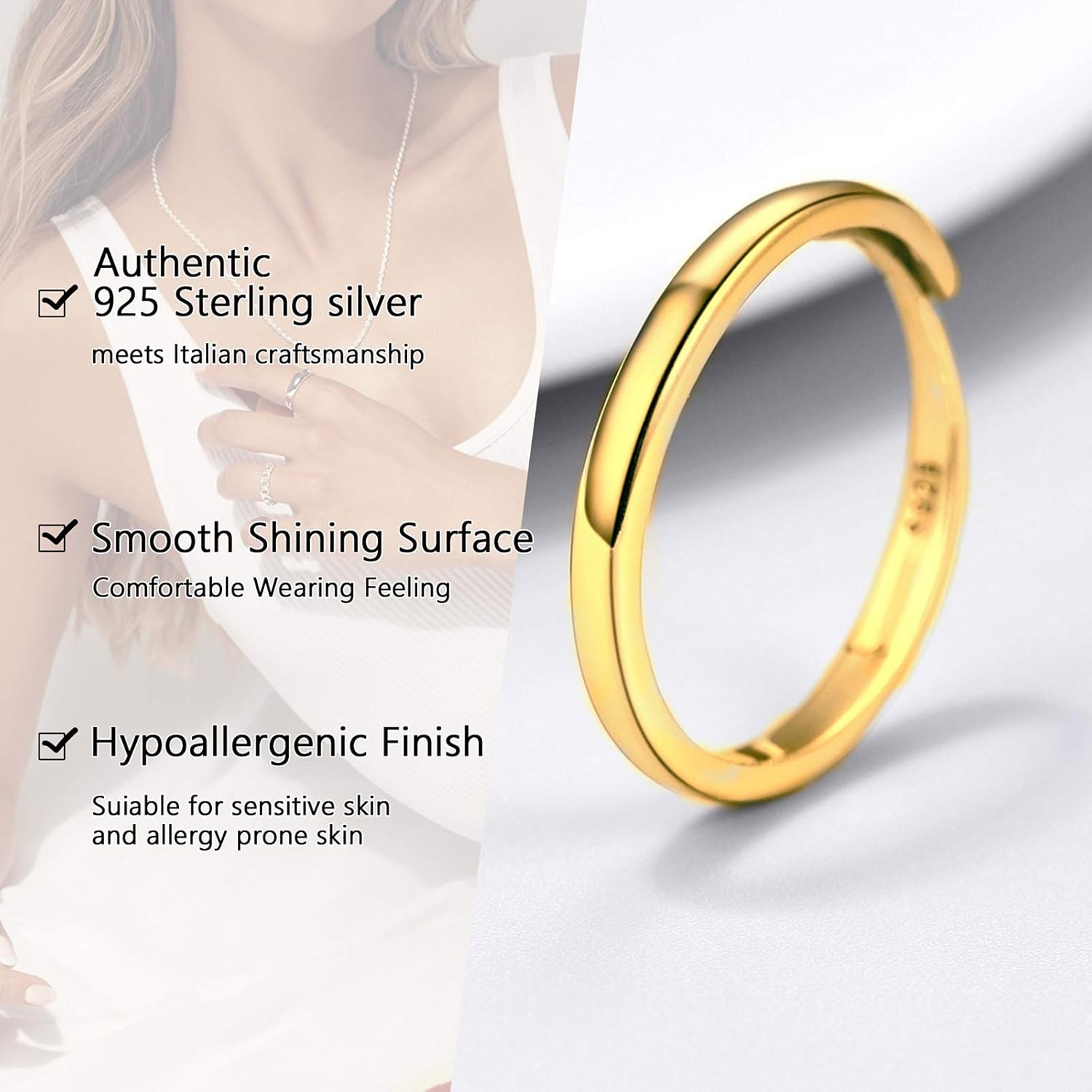 Thumbnail 2 de Bague ouverte femme PROSILVER en argent 925, anneau réglable forme lune, étoile, feuille ou celtique