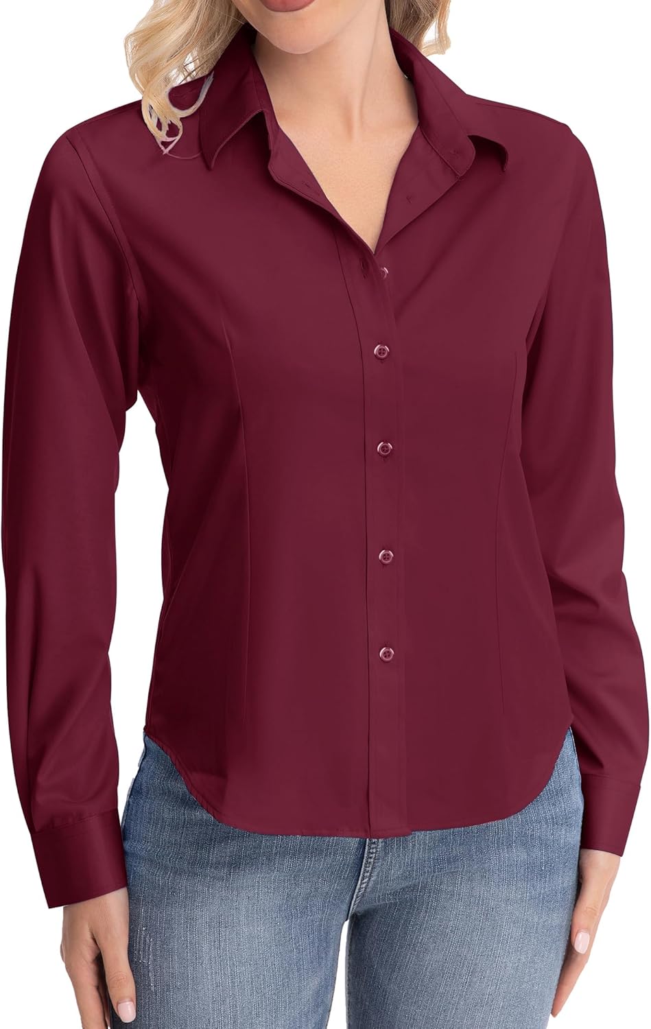 Thumbnail 1 de J.VER Damen Bluse für Casual Business mit Button-Down-Kragen, langarm (Stretch, bügelleicht)