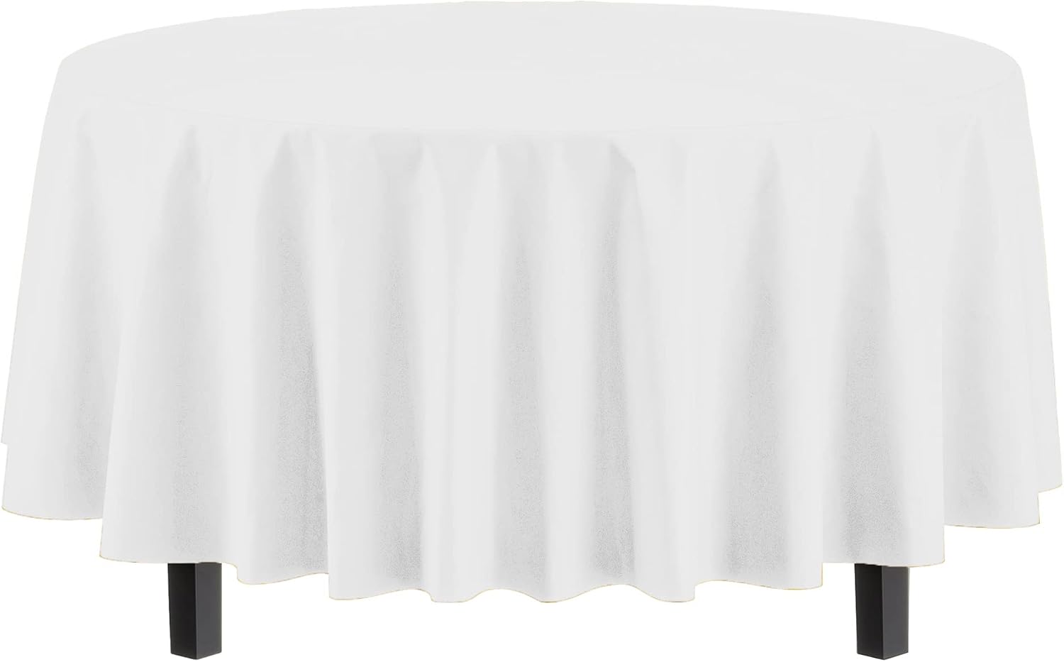 Detalle 2 de 12-Pack Premium Plastic Tablecloth 84in Round Table Cover (White)