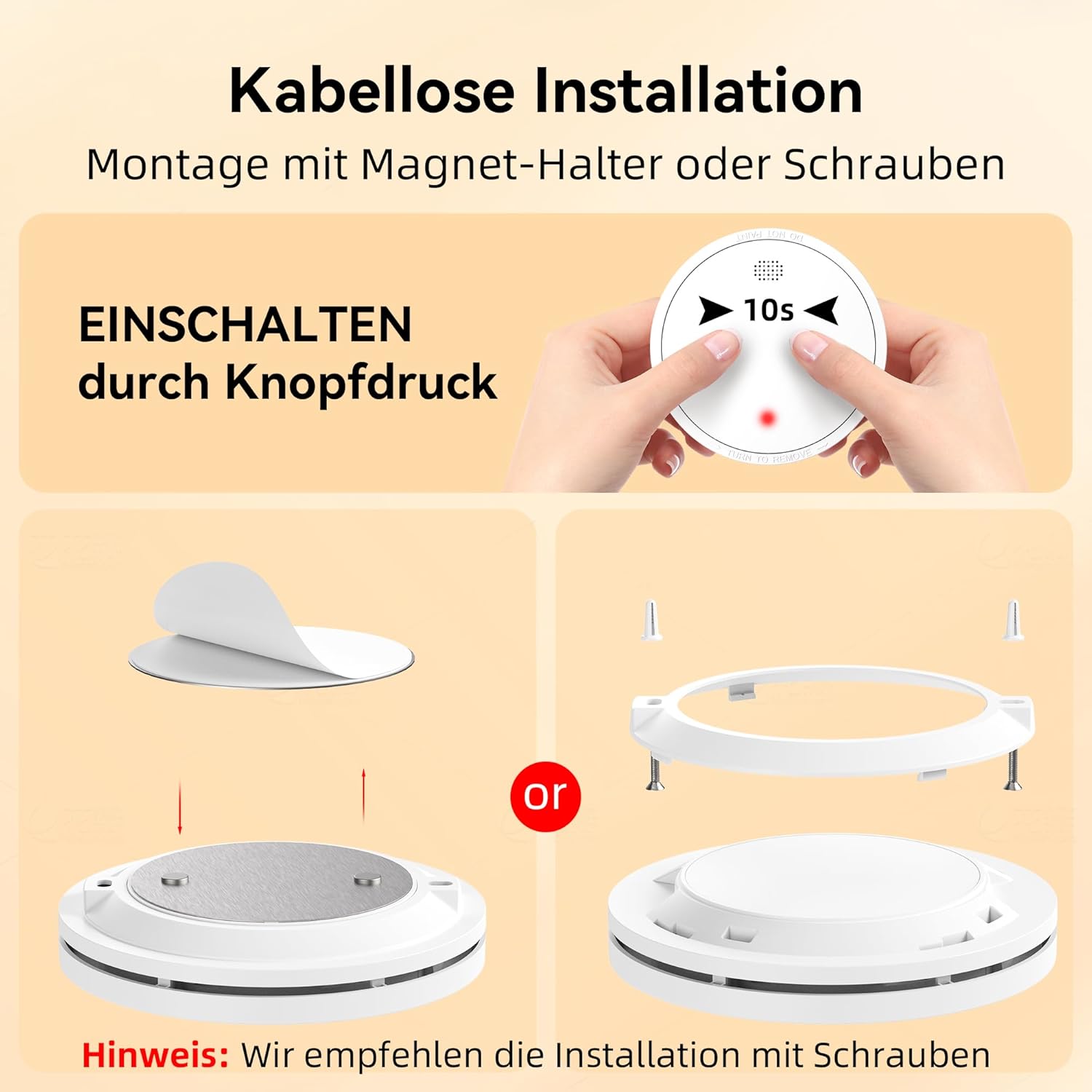 Thumbnail 5 de CHZHVAN Rauchmelder 10 Jahre Batterie (EN 14604) mit Magnethalterung – 10er-Set, 85 dB