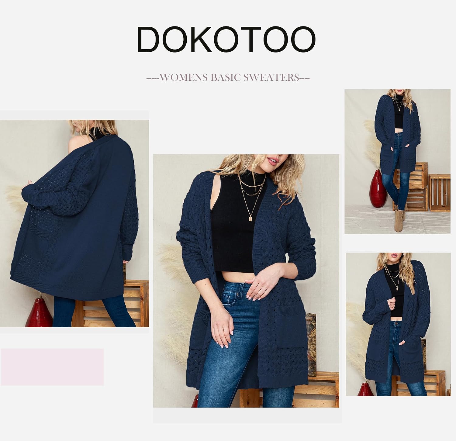 Detalle de Dokotoo Women's Cardigan Sweater, Cable Knit