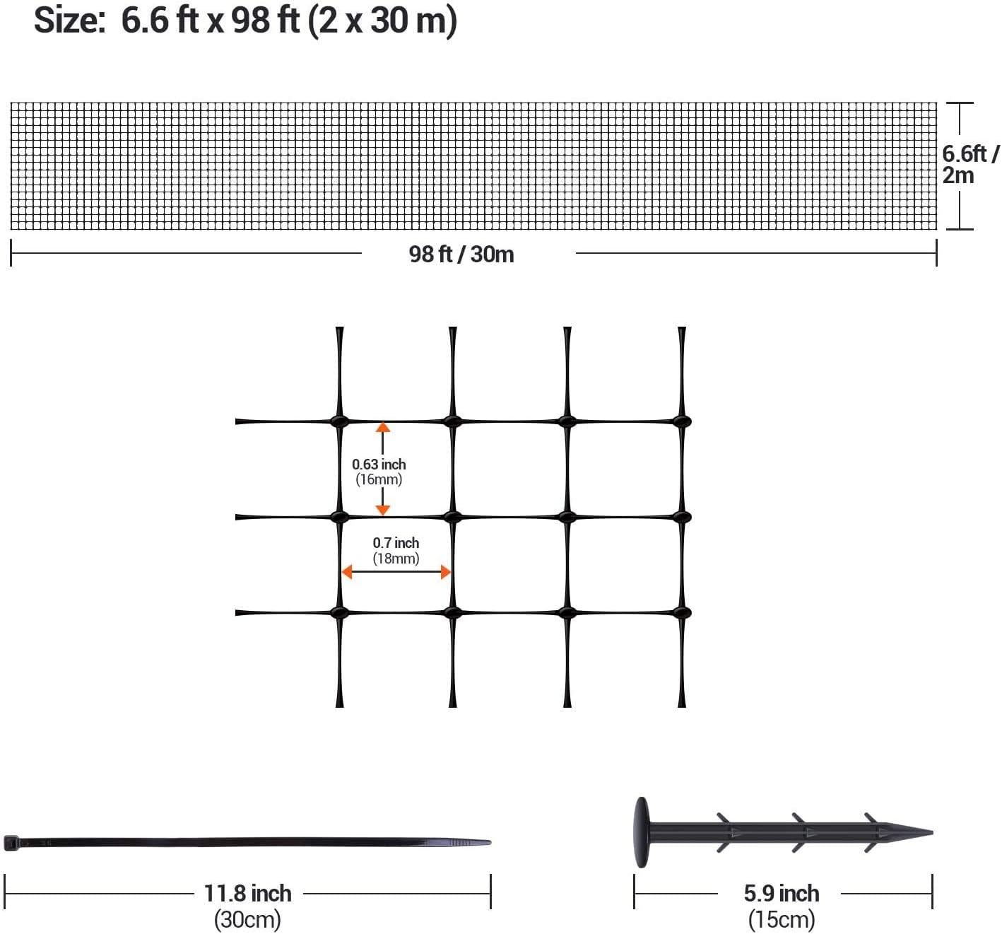 Detalle 2 de Ohuhu Bird Netting Garden Netting Reusable 2m x 30m (16–18mm mesh) with 50 cable ties & 10 ground pegs
