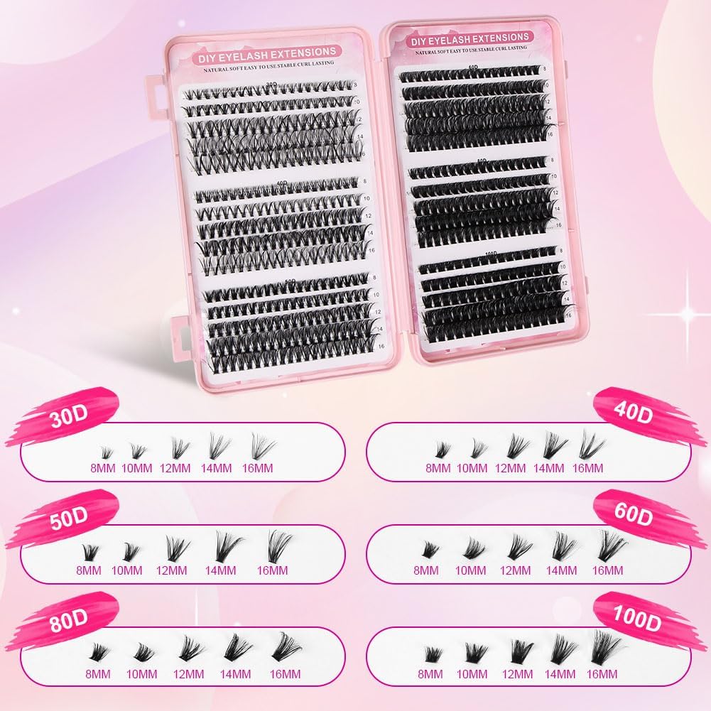 Detalle de Aomig A Wispy Cluster Lashes, wimperclusters van polyester, 8–16 mm