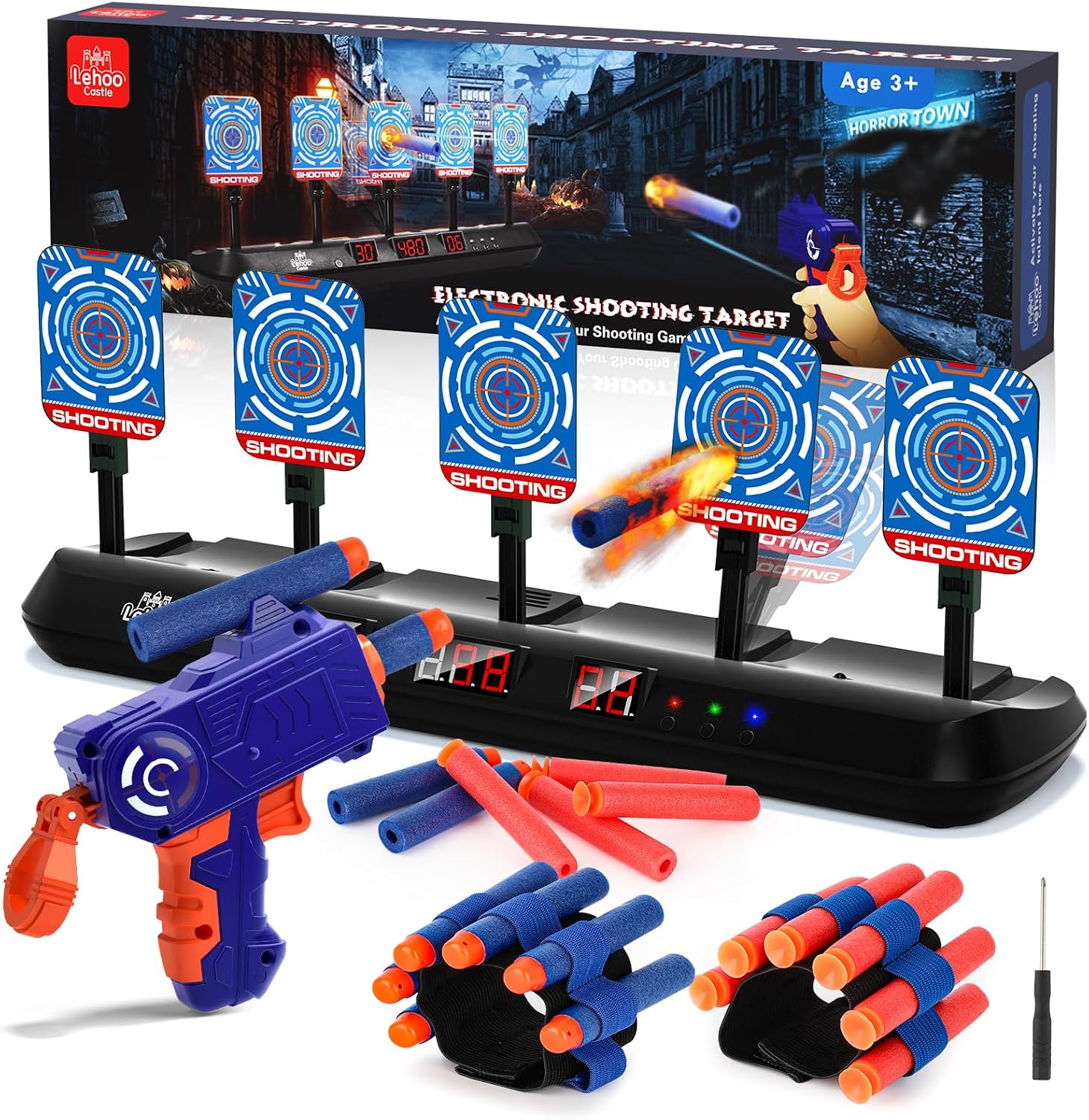 Thumbnail 6 de Lehoo Castle Electronic 4 Auto Reset Nerf Target Game – Complete Practice Bundle
