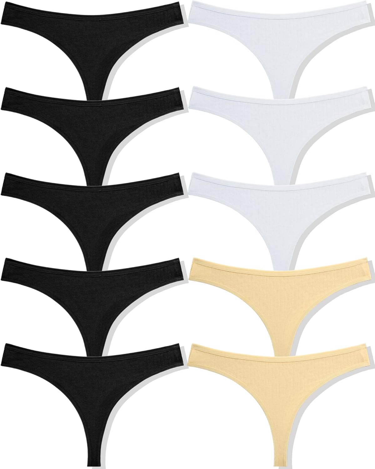 Thumbnail 6 de FINETOO set da 10 tanga da donna in cotone con tasello in cotone S-XL