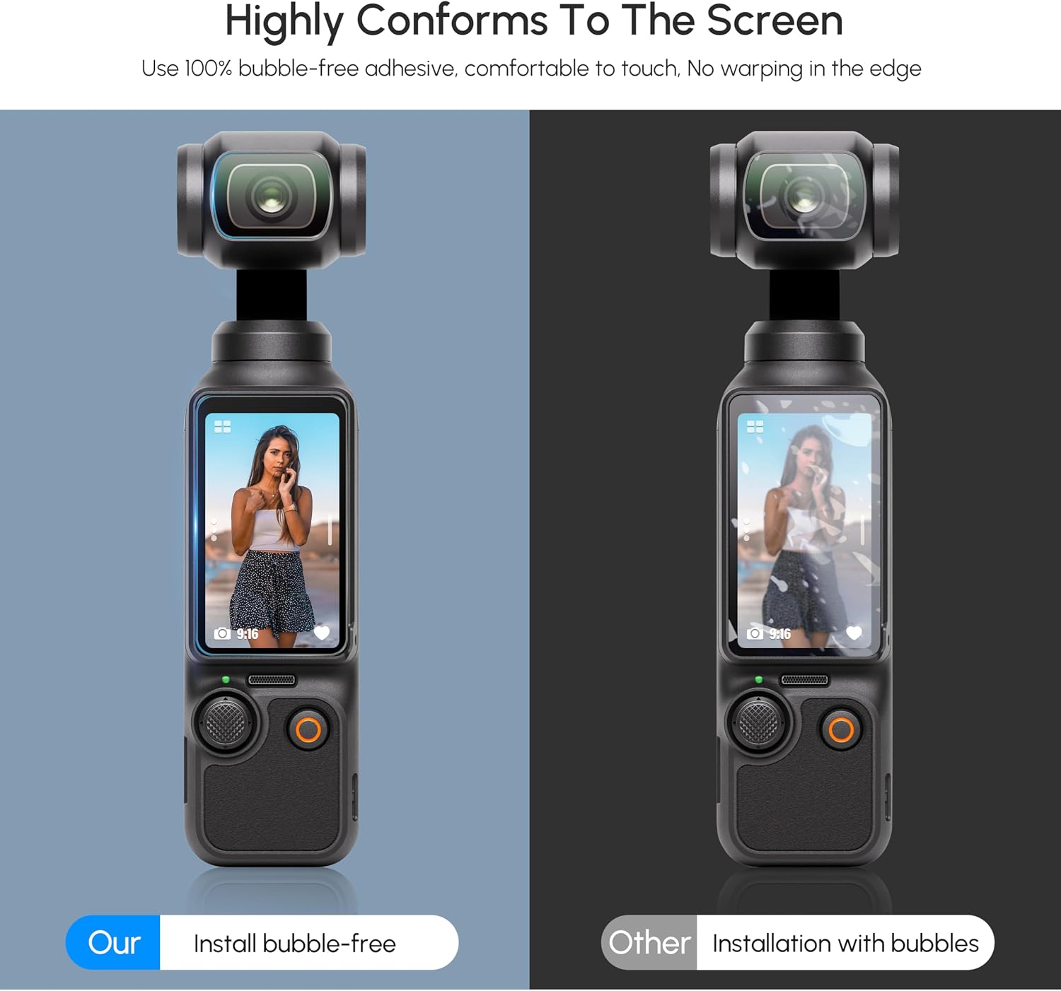 Thumbnail 5 de STARTRC PHOTO 3+3 Stück Displayschutzfolie (gehärtetes Glas) für Osmo Pocket 4 – Frontdisplay & Objektivschutz