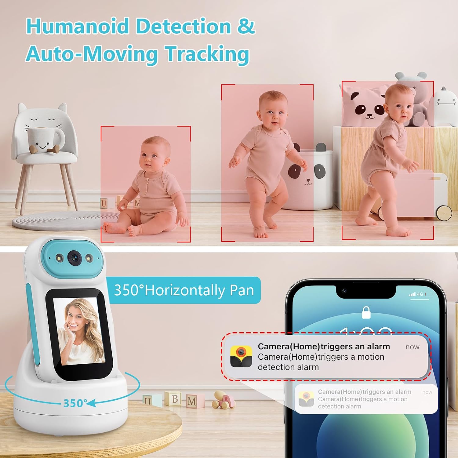 Thumbnail 5 de 2K Pan‑Tilt Indoor Camera with 2.8" Screen