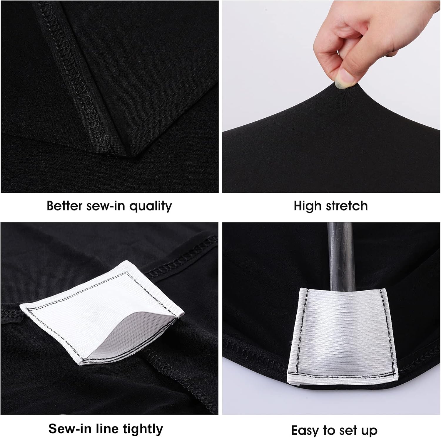 Detalle 2 de BDDC 8ft Black Stretch Spandex Fitted Table Cloth for 8 Foot Tables