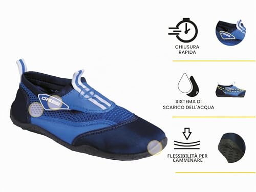 Detalle de CRESSI Scarpetta Reef Blu Royal Mis. 35 — Scarpe da mare chiuse in rete, suola antiscivolo