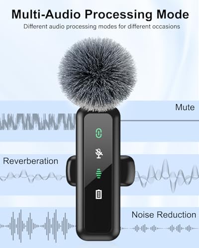 Thumbnail 2 de AUJQMYCA Wireless Lavalier Microphone (2-Pack) for iPhone 15/16 – USB-C Mini Mic with Noise Cancellation and LED Display