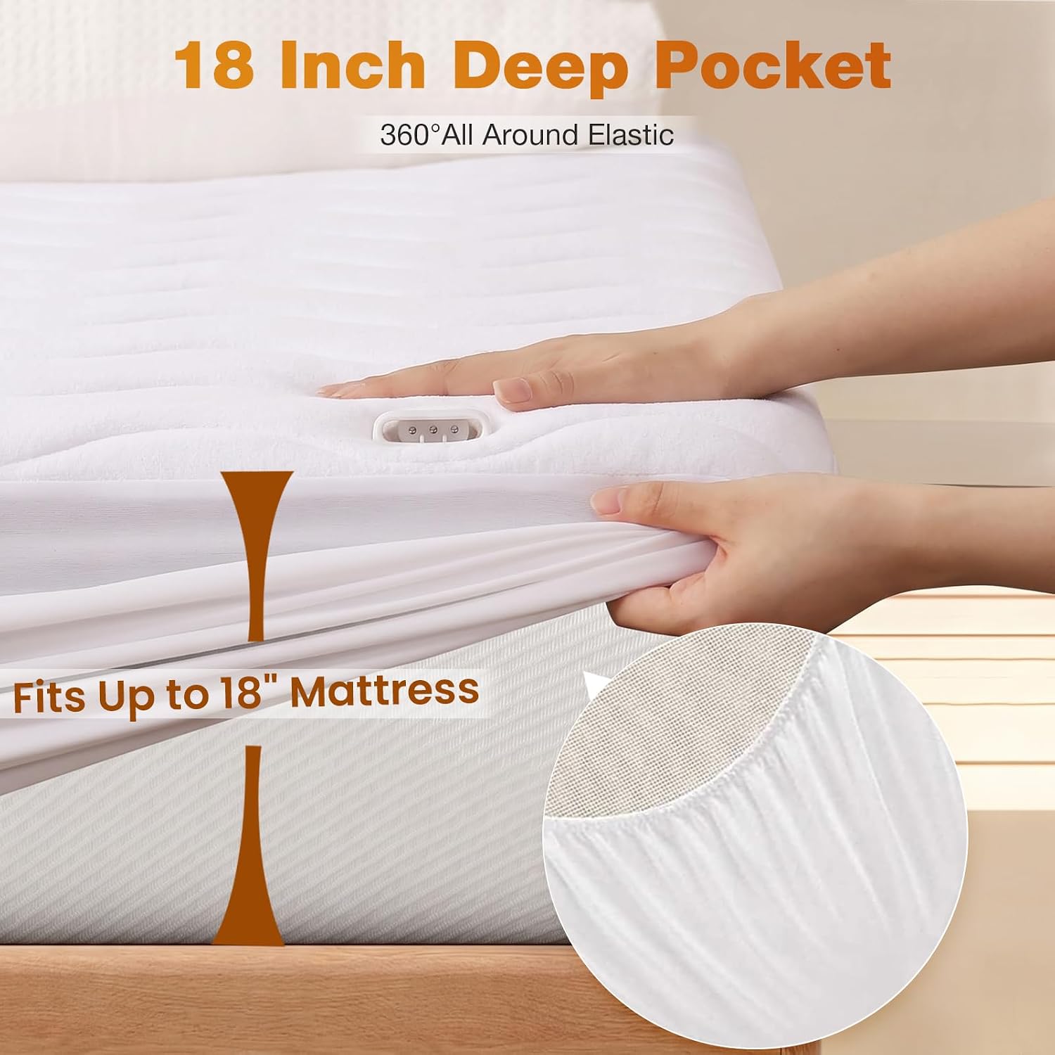 Detalle de DOPEDIO HLMP-CF-SW-F Full Size Heated Mattress Pad, Coral Fleece
