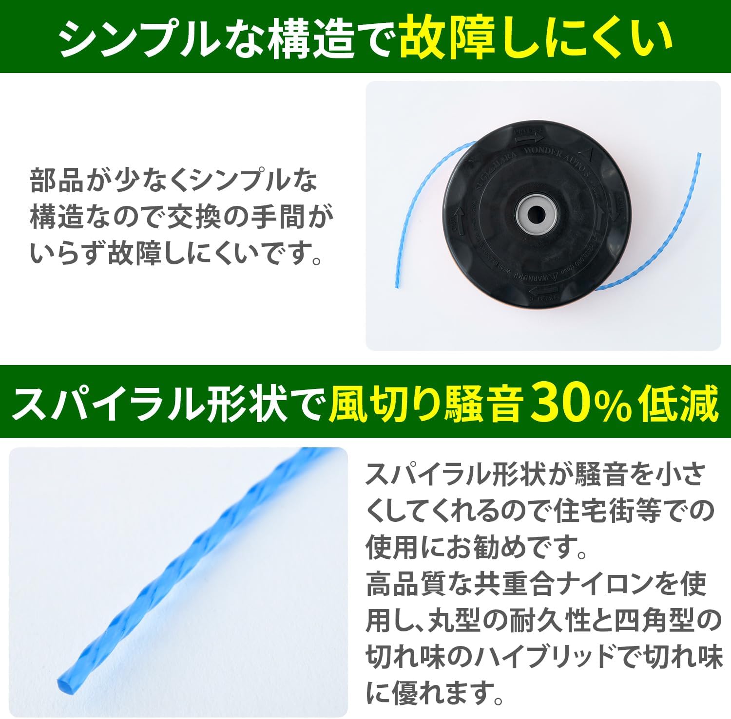 Detalle 1 de 山善(YAMAZEN) GA-02 自動繰り出しナイロンカッター 取付穴径25.4mm・23cc以上対応