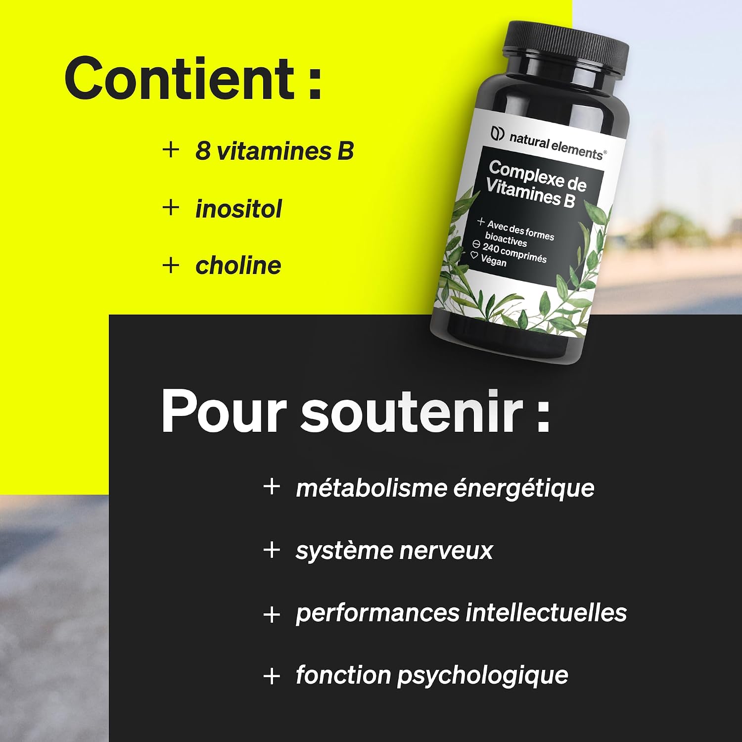 Detalle de Complexe de vitamines B – 240 comprimés (8 vitamines B + cofacteurs) végane, hautement dosé