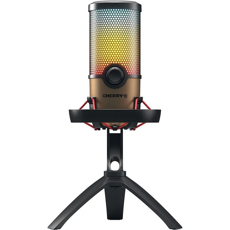 Detalle de Cherry UM 9.0 PRO RGB: micrófono USB de mesa para streaming y podcasting