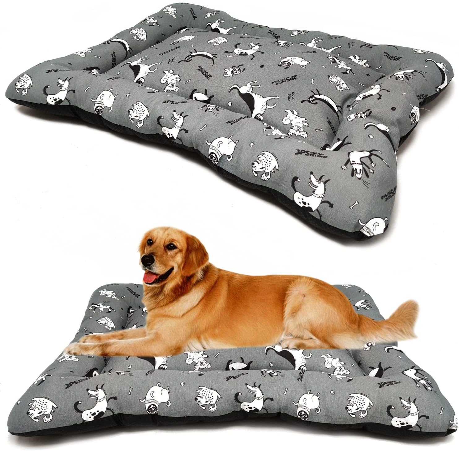 Detalle de BPS Coperta e materassino per cani e gatti – cuccia antiscivolo, taglie S/M/L, M 87 x 67 cm, grigio
