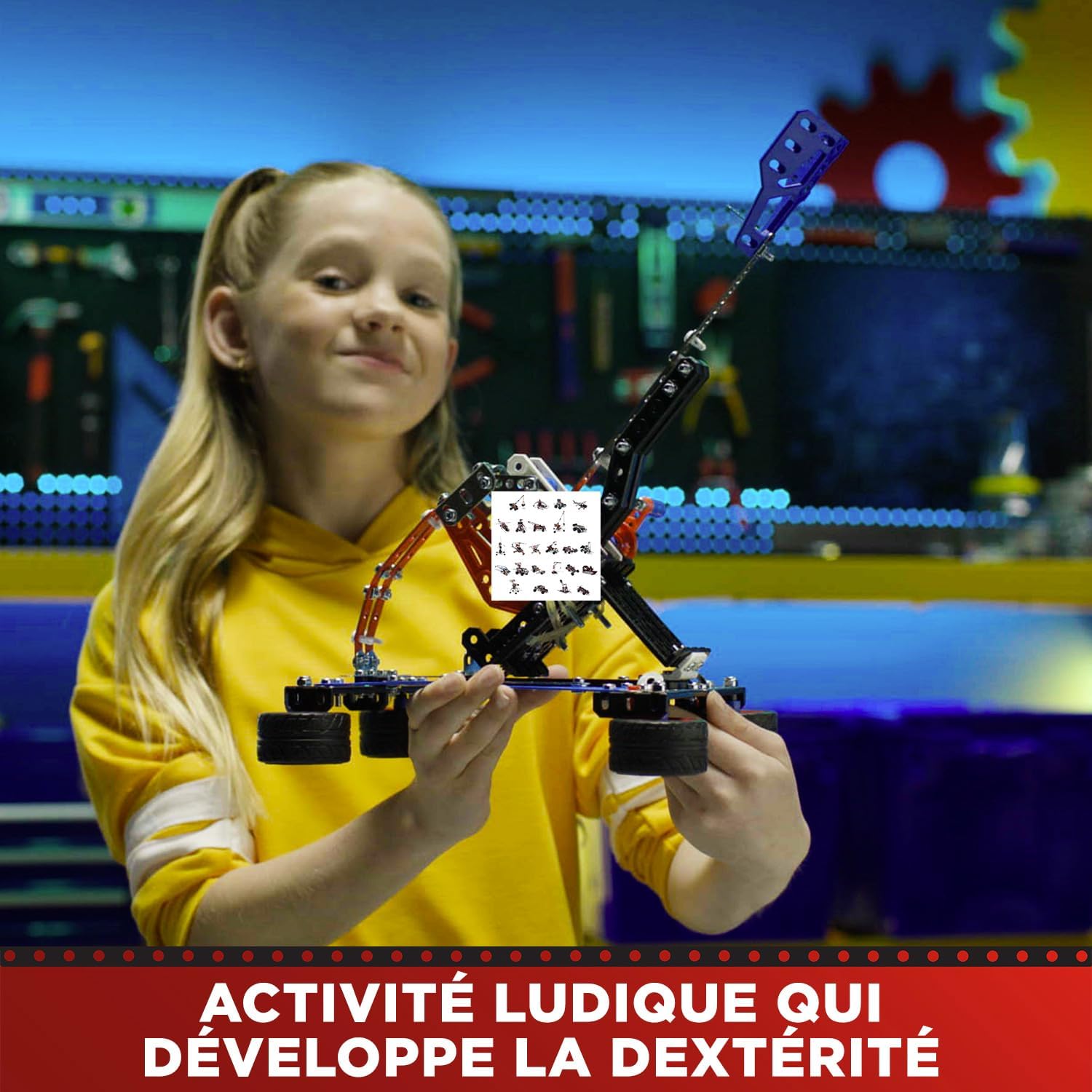 Detalle de BANDAI Meccano Mallette de Construction – Coffret 5 en 1 (437 pièces) pour véhicules, robot et Tour Eiffel