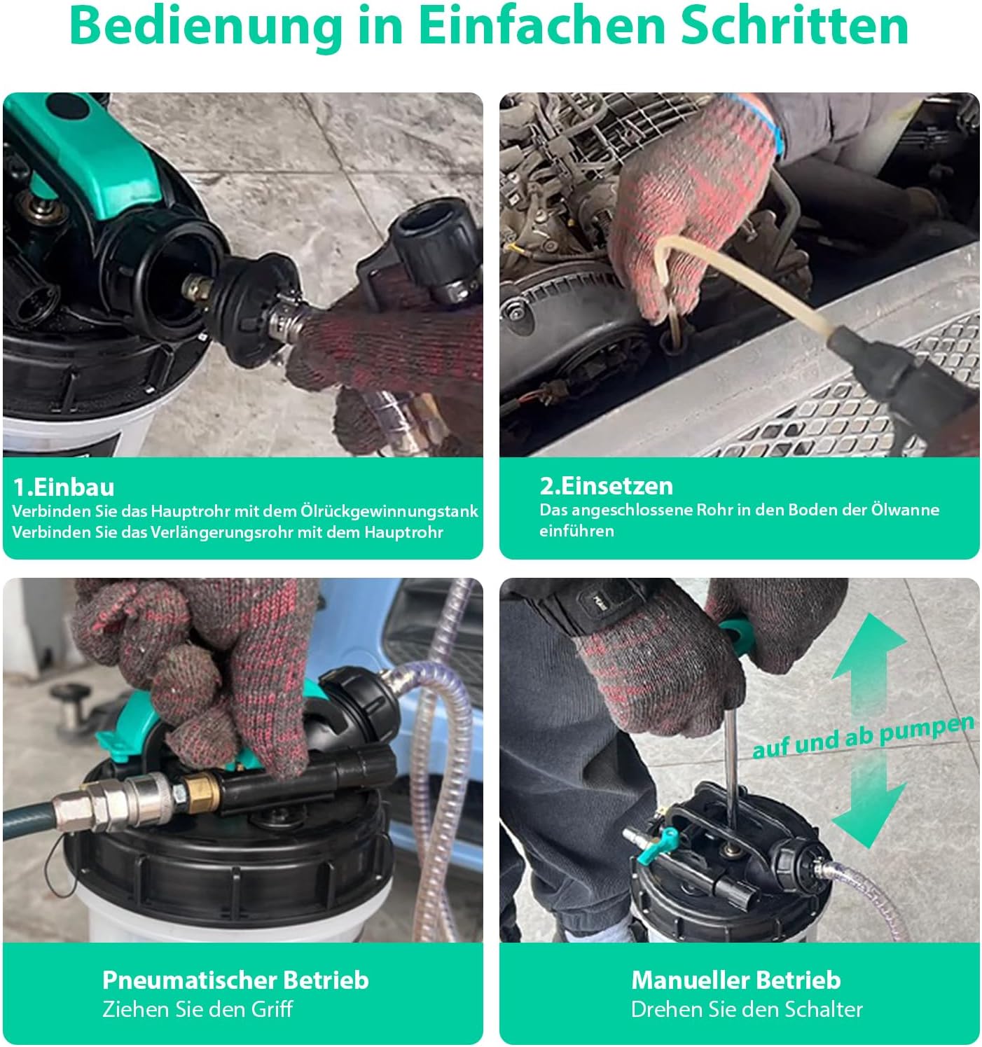 Thumbnail 3 de Magicbox Ölabsaugpumpe Auto Dual-System (manuell + pneumatisch) mit 5,3 l Kapazität und 6 Schläuchen