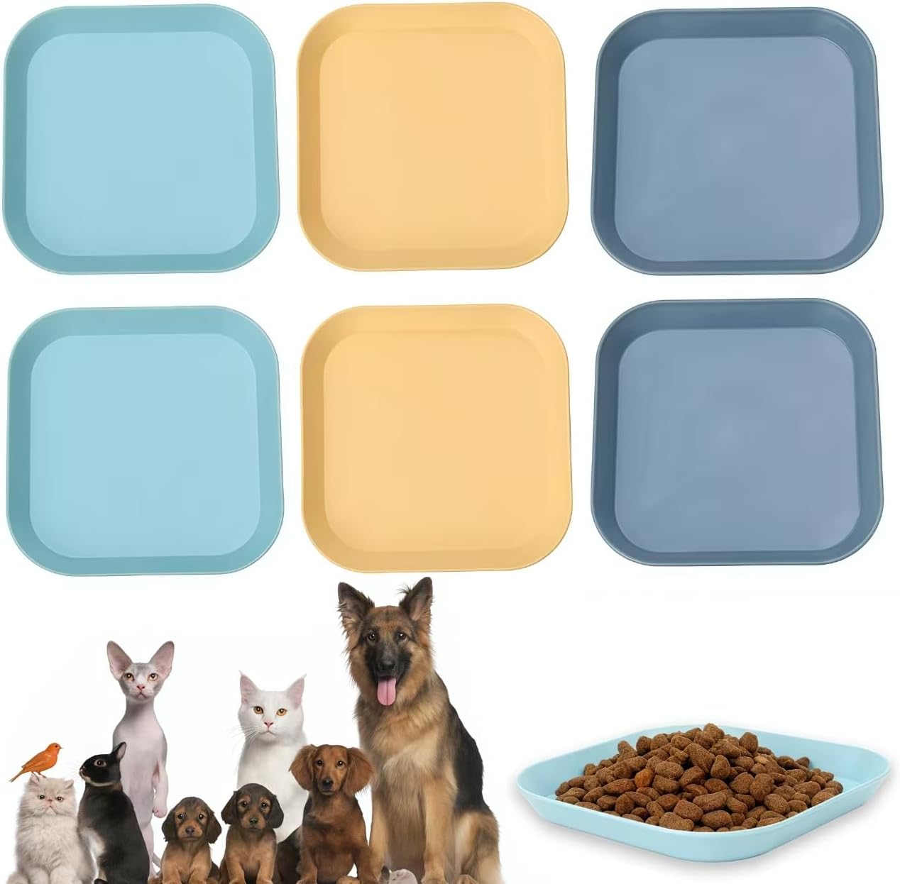 Tharvolex 6 Pcs Cat Bowls – Shallow, Whisker‑Friendly Plastic Dishes for Small Cats